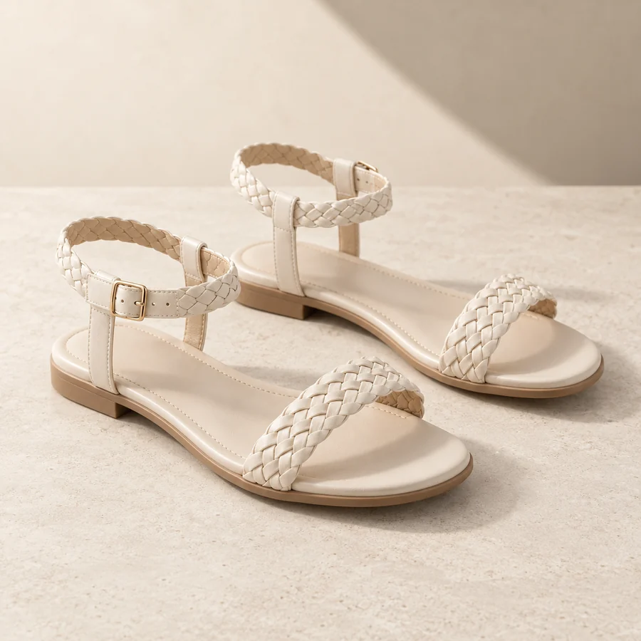 Sandalias Brisa color marfil con tiras trenzadas