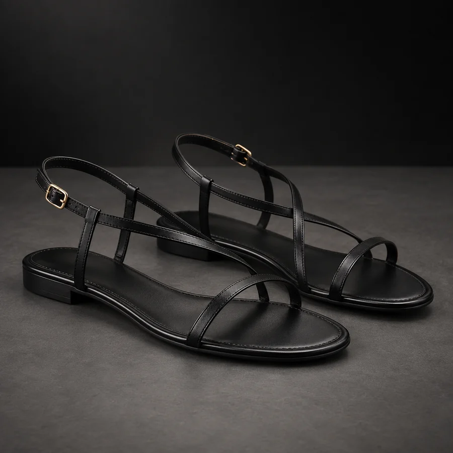 Sandalias Noche negras con tiras delgadas